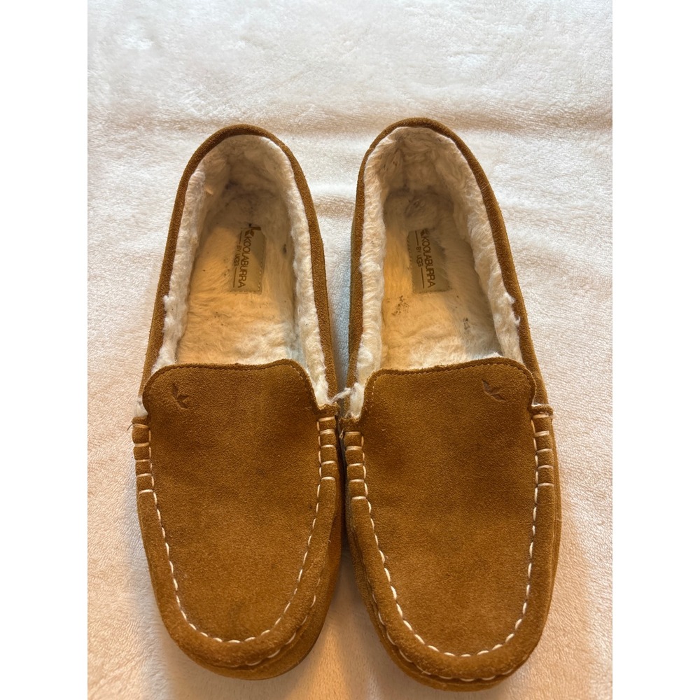 Koolaburra by UGG Lezly Suede Faux Fur Lined Slippers Chestnut 1020389 Womens 9
